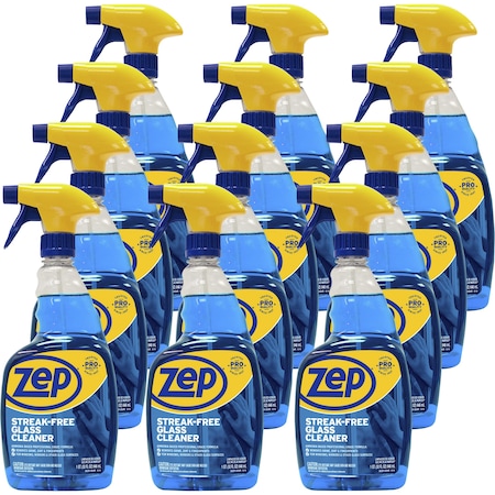 Zep Spray Streak-Free Glass Cleaner, Blue, 12 PK ZPEZU112032CT